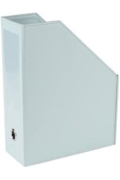 Mu Art Ahşap 2K Magazine Holder Faux Leather Table Top Document/File Organizer 23 * 30 * 9 Cm. Water Green