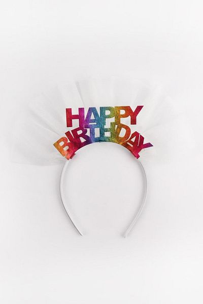 Le Mabelle Λευκό τούλι Happy Birthday κορώνα για κορίτσι