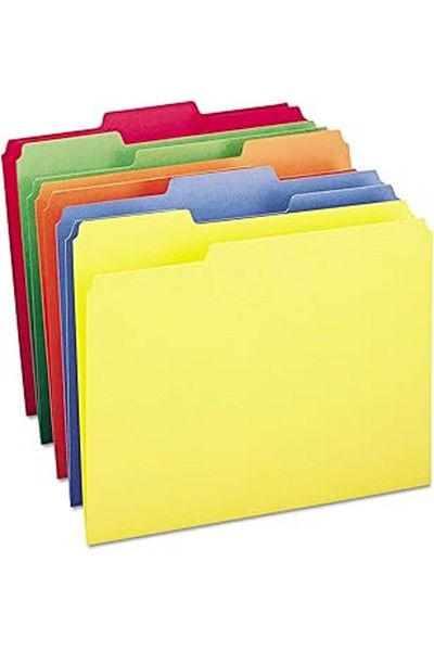 Mu Art Ahşap Smead Color File Folder, 1/3 Cut, Letter Size, Different Primary Colors, 100 Per Box (11943)