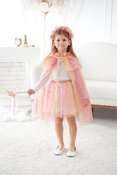 Le Mabelle Yellow Girl's Starry Cloak and Crown Set