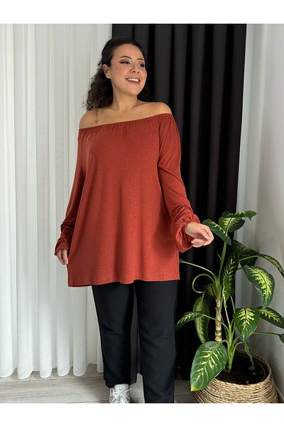 MODA Women's Plus Size Madonna Collar Wool Viscos Bluz
