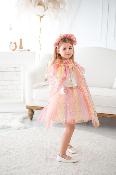 Le Mabelle Yellow Girl's Starry Cloak and Crown Set