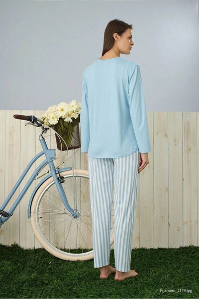 Pijamoni Set pijamale cu mânecă lungă din țesătură Milan de culoare mentă