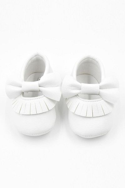 Le Mabelle White Bow Tassel Baby Shoes