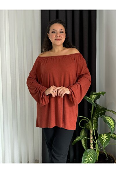 MODA Women's Plus Size Madonna Collar Wool Viscos Bluz