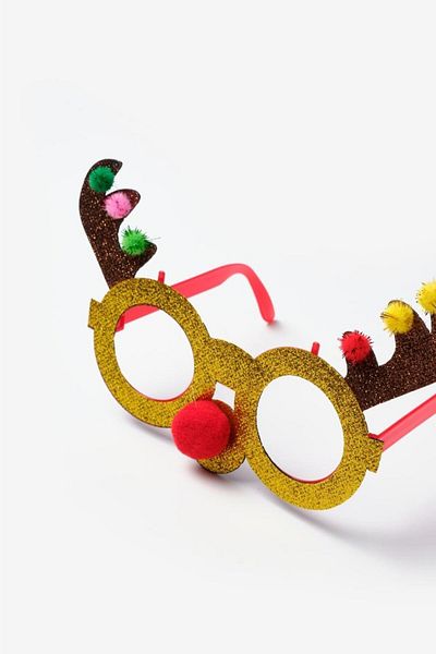 Le Mabelle Children's Christmas Party Glasses with Yellow Pompom Detail