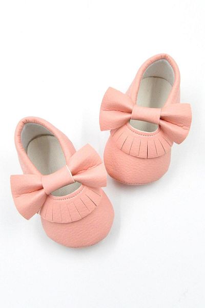 Le Mabelle Powder Bow Tassel Baby Shoes