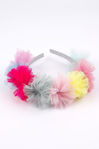 Le Mabelle Glitter Girl's Crown with Multi-Colored Tulle Detail