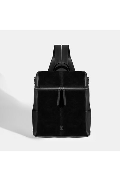 Desa Fioyla Black Women's Suede Detailed Zippered Backpack