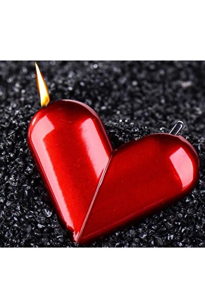 hızıroğulları Kırmızı Kalpli  Gazlı Çakmak Sevgiliye Hediye İster Kalp Şeklinde İster Düz Şeklinde Çakmak