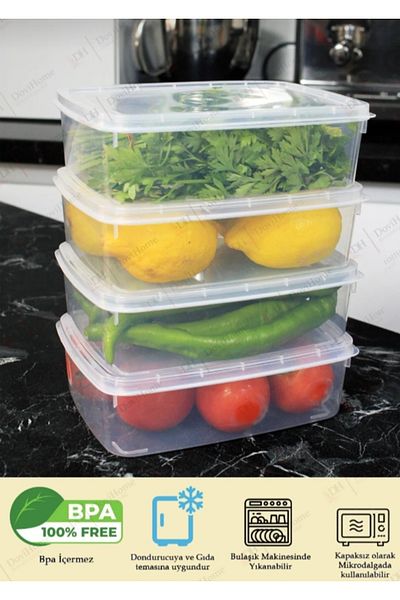 VİZYON Refrigerator Organizer Set Refrigerator Organizer Storage Container Transparent Icebox Storage Container I