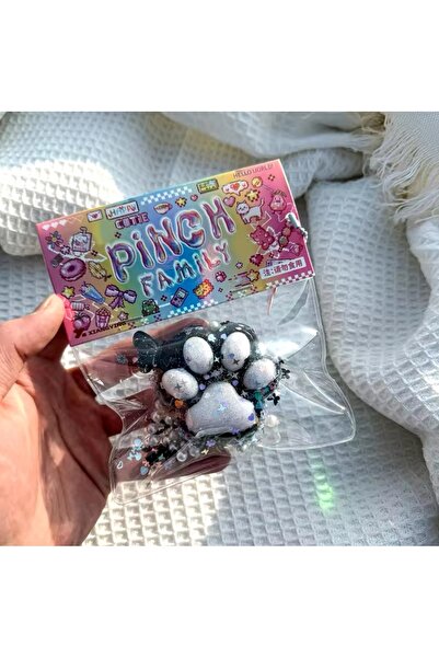 seyuse Kedi Patisi Taba Squishy Stress Oyuncağı Sukuşi pati, Tüylü Oyuncak SİYAH