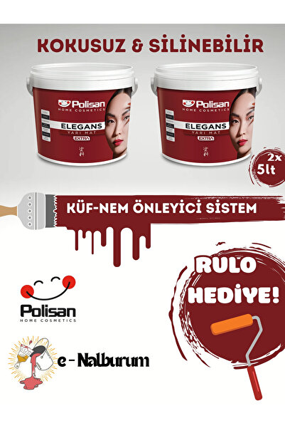 Polisan Elegans Extra Kokusuz ve Mükemmel Silinebilir-Nem Önleyici Boya 2.5lt 2 Adet(5lt)
