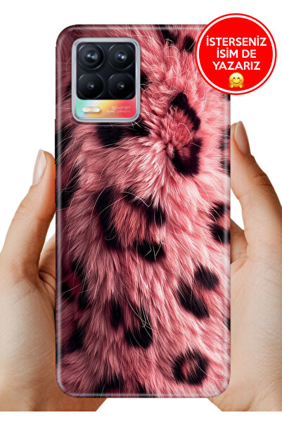 realme 8 / 8 Pro Kılıf Desenli Rubber Kamera Korumalı Silikon Pembe Çitah