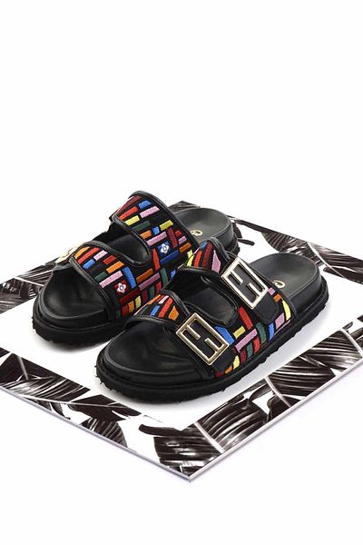 Bambi Colorful BlacK Women's Slippers - K 04638042509