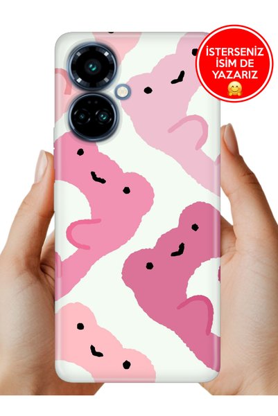 TECNO Camon 19 Pro Kılıf Desenli Rubber Kamera Korumalı Silikon Pink Frogs