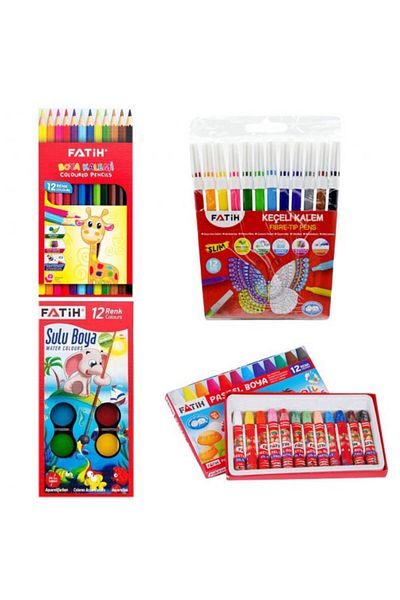Fatih Student Paint Set (Dry-Water-Pastel Paint and Felt Tip Pen)