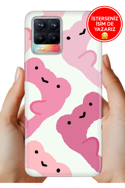 realme 8 / 8 Pro Kılıf Desenli Rubber Kamera Korumalı Silikon Pink Frogs