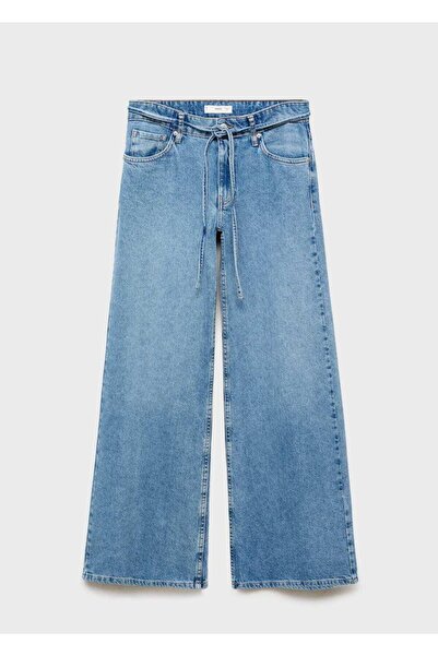 MANGO Woman Düşük belli kemerli wideleg jean pantolon