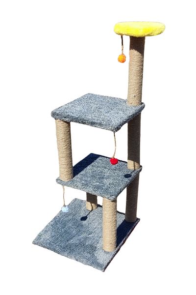 CATABYSS 98 cm Three-Story Cat Scratching Post, Scratching Post, High Quality Sisal Jute Rope