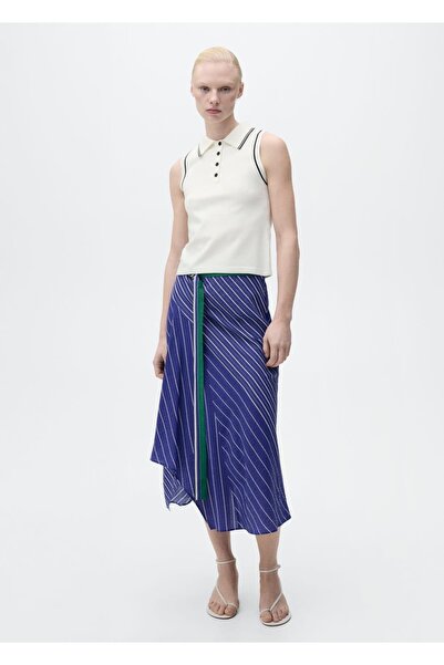 MANGO Woman Πλεκτή μπλούζα με γιακά πόλο με διακοσμητικά στοιχεία αντίθεσης