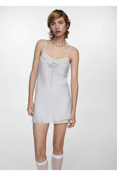 MANGO Woman Tie Detailed Satin Dress