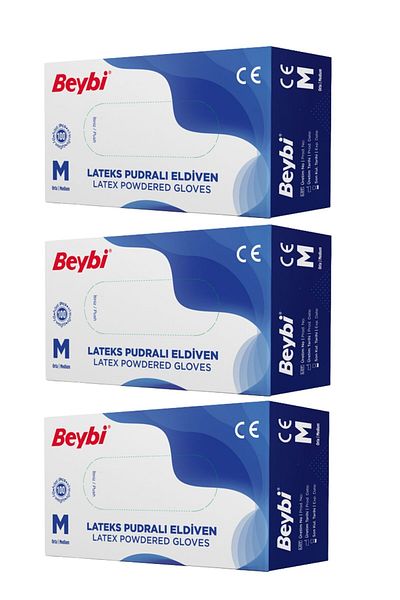 P Parla Latex Powdered Gloves 3 Boxes of 100 Size m