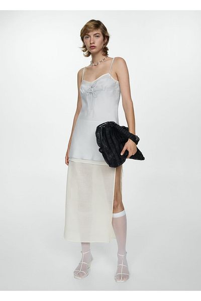 MANGO Woman Tie Detailed Satin Dress