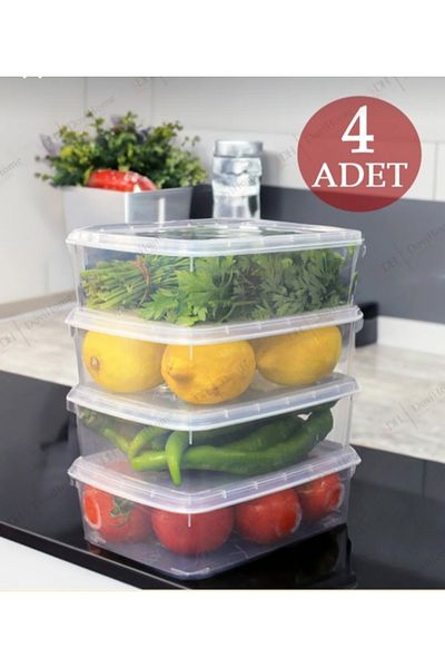VİZYON Refrigerator Organizer Set Refrigerator Organizer Storage Container Transparent Icebox Storage Container I