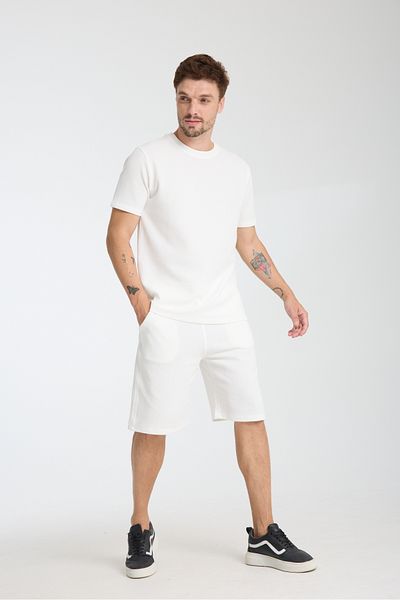 KAPHONE Men's Waffle Fabric Tshirt Shorts Suit