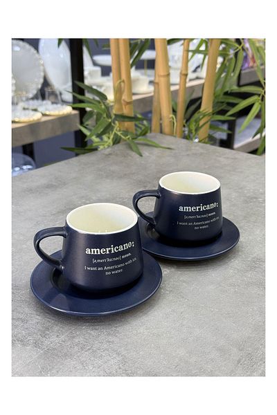 ACAR Blush Series Luxury 2 Piece Teacup Navy Blue
