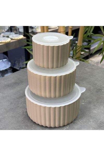 ACAR 3-Piece Vacuum Storage Container, Blush Series Gray