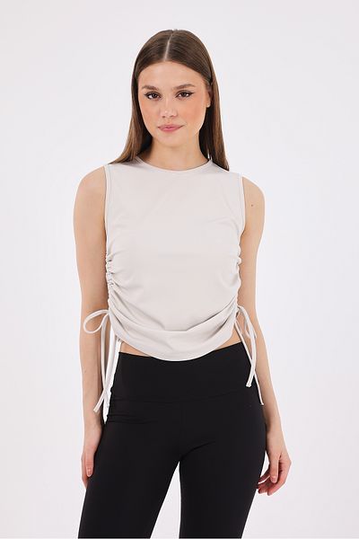 Scorp Women's Side-Shirred Sports Athlete White and Beige