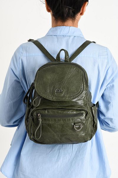 571 Collections Çanta Green Faux Leather Backpack - Soft Woven (Model: 571-11-12H)
