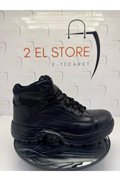 e&e ERKEK SİYAH HAKİKİ DERİ KAUÇUK TABAN KAYMAZ OUTDOOR BOT RAHAT SAĞLAM ŞIK 40-48 NUMARA ARASI