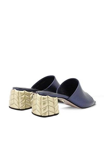 Vario Knitted Heeled Slippers Napa Pearlescent Navy Blue