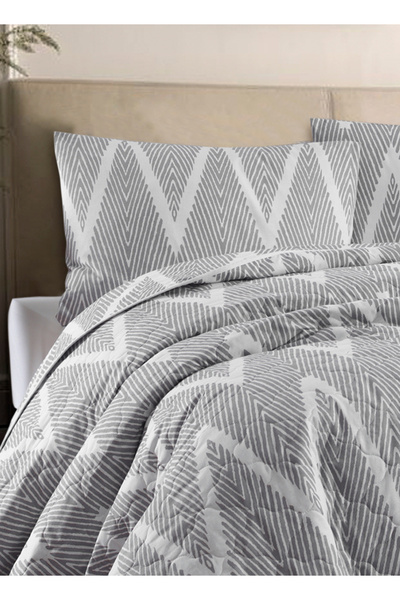 UPSTYLE Kapitone Yatak Örtüsü Seti Tek Kişilik Olivia Gri