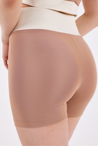Scorp Sense Women's Sports Bustier Short Biker Leggings Set Beige