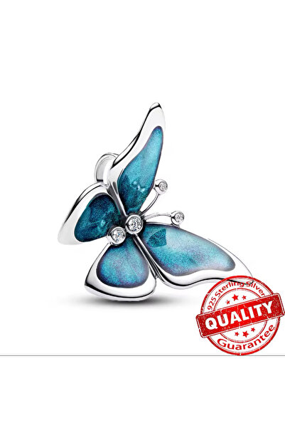Lovecharms Gümüş Mavi Büyük Kelebek Charm