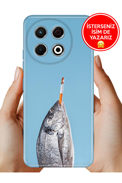 TECNO Spark 30 Pro Uyumlu Kl7 Kılıf Lüks Desenli Silikon Cover Case Fish Smoke