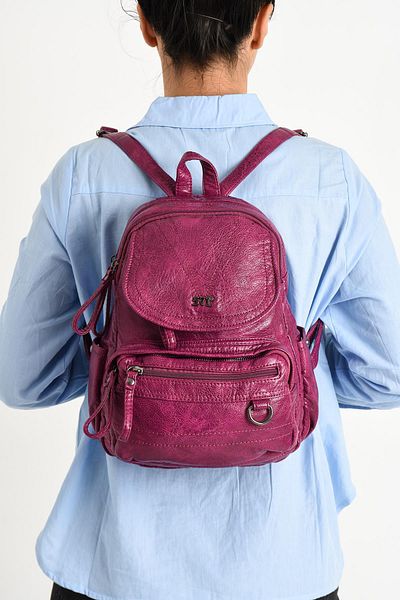 571 Collections Çanta Purple Faux Leather Soft Backpack - 571-11-12H