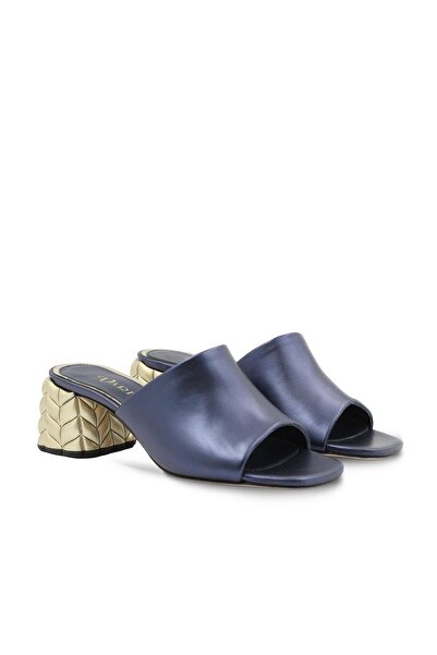 Vario Knitted Heeled Slippers Napa Pearlescent Navy Blue