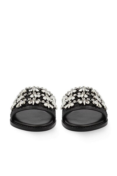 Vario Papuci negri cu pietre aplicate din paie Nero (NEGRU)