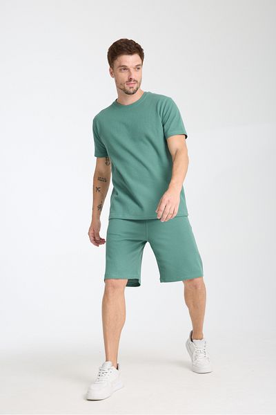 KAPHONE Men's Waffle Fabric Tshirt Shorts Suit