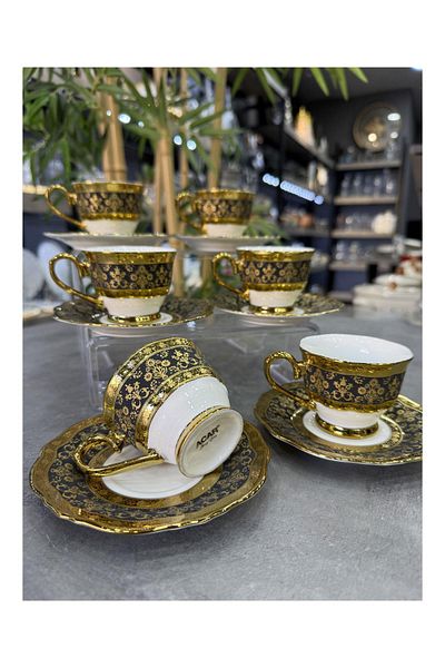 Doğudeko Luxury Porcelain 6-Piece Hadley Cup Set