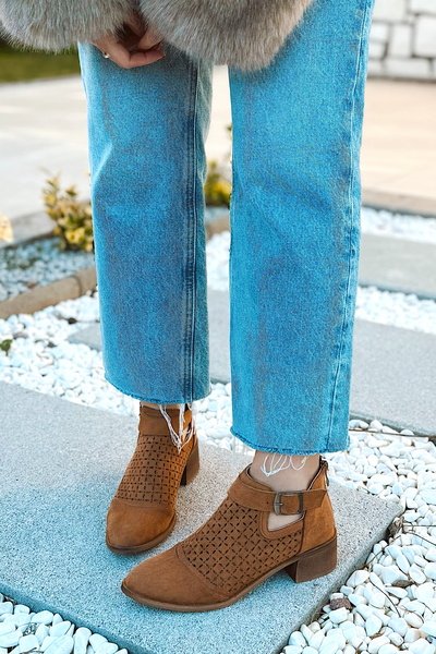 POLKA STORE Ανοιξιάτικες γυναικείες καστόρινες διάτρητες καλοκαιρινές καουμπόικες μπότες