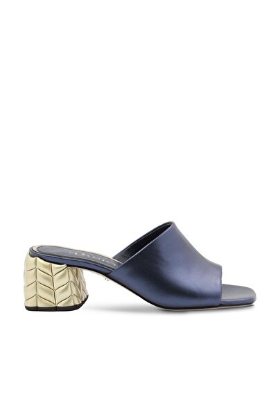 Vario Knitted Heeled Slippers Napa Pearlescent Navy Blue