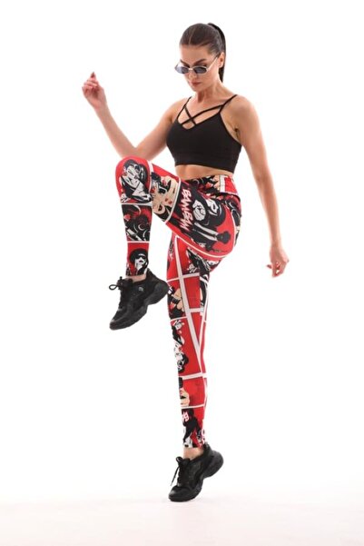 Zeliza Moda Evi Desenli Yüksek Bel Toparlayıcı İç Göstermez Potluk Yapmaz. Kadın Sporcu Tayt