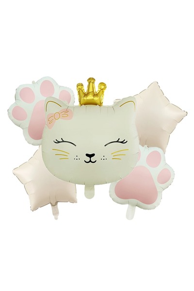 DÜVENCİ TİCARET Balon din folie cu cap de pisică cu coroană cu patula Set de ...