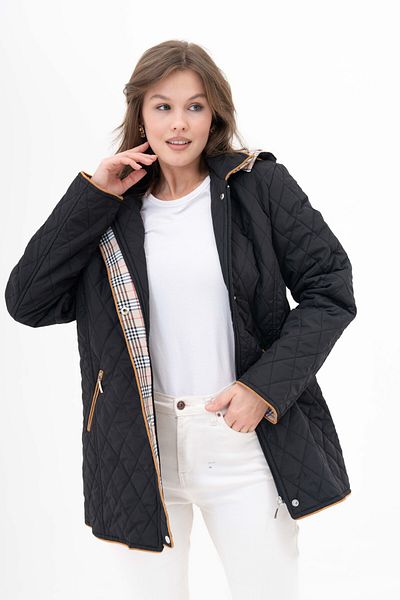 Butik Large Size Door Seasonal Coat Coat, Plaid and Detailed Inch Fit